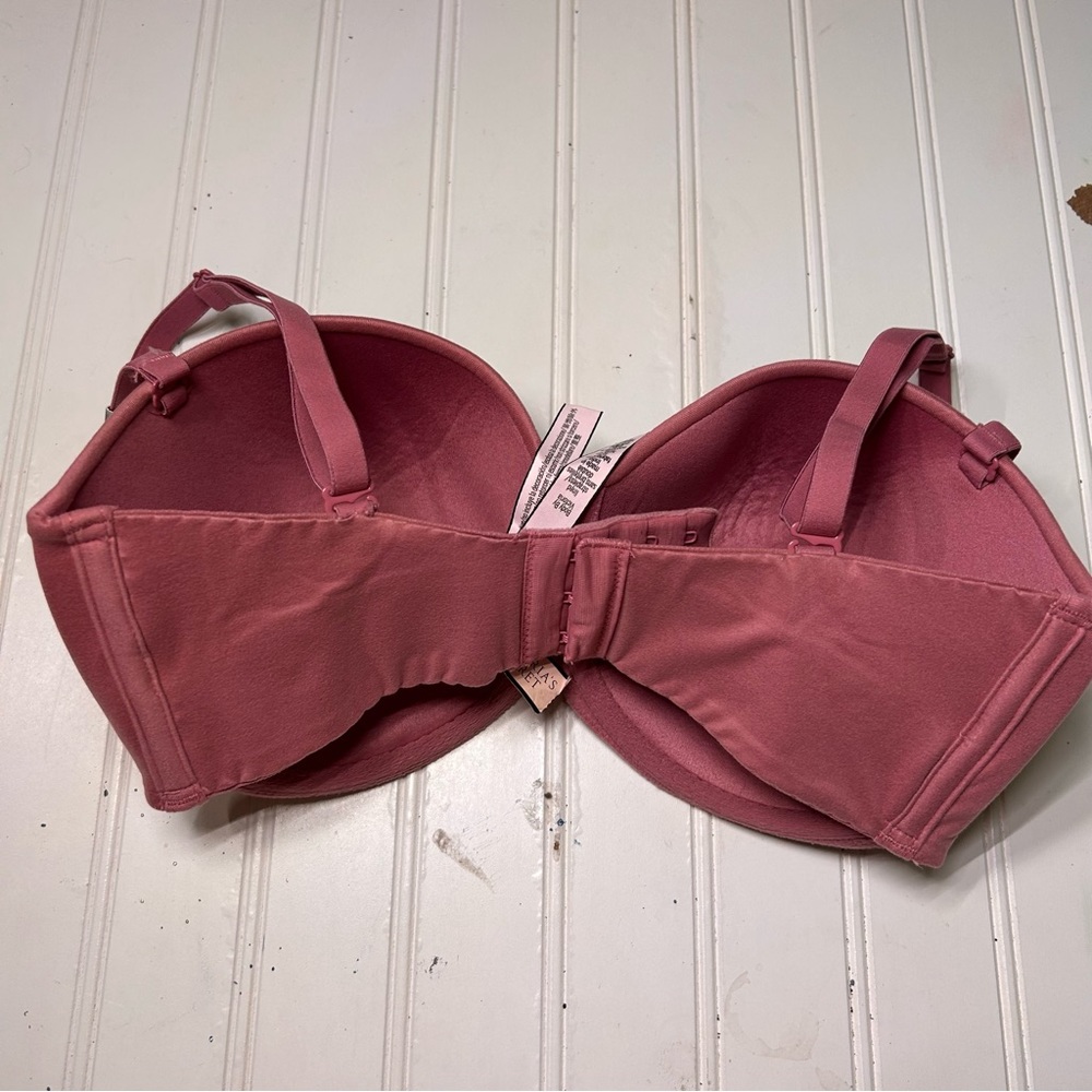 Victorias Secret Body By Victoria Lined Strapless Bra 32DDD Mauve Pink New - Picture 5 of 5